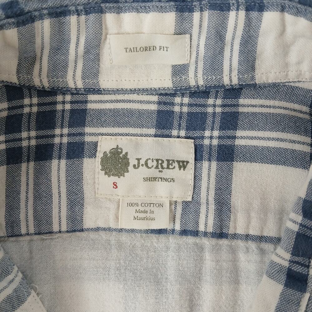 J.Crew Tailored Fit Workshirt Mens Small plaid white blue double layer cotton LS - Picture 6 of 12